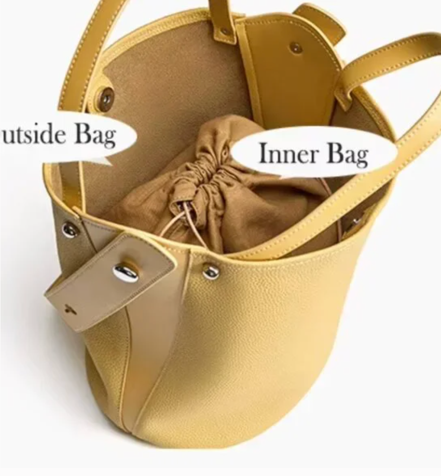 GENUINE LEATHER PEARL BUCKET BAG