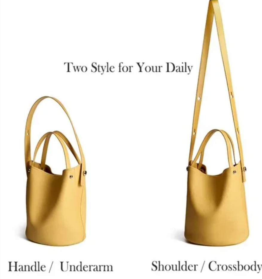 GENUINE LEATHER PEARL BUCKET BAG