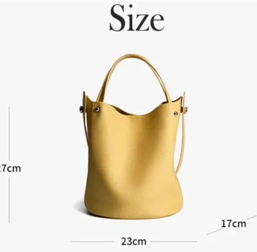 GENUINE LEATHER PEARL BUCKET BAG