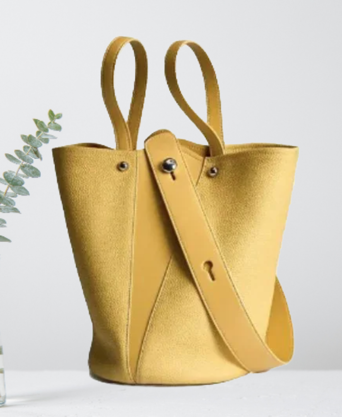 Genuine Leather LEMON Bucket Bag