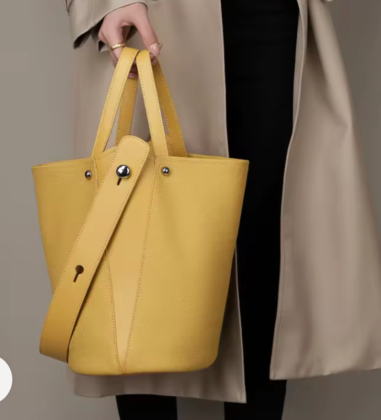 Genuine Leather LEMON Bucket Bag
