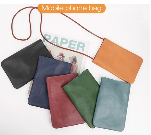 Genuine Leather Mobile Phone Crossbody ( Color Options)