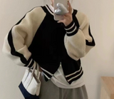 PINK or BLACK RIBBED KNIT BASEBALL CARDIGAN (SM only)