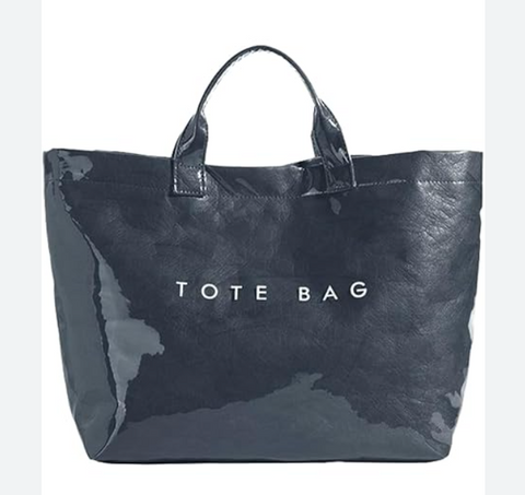 BLACK LARGE SHINEY PATTON PLASTIC TOTE BAG