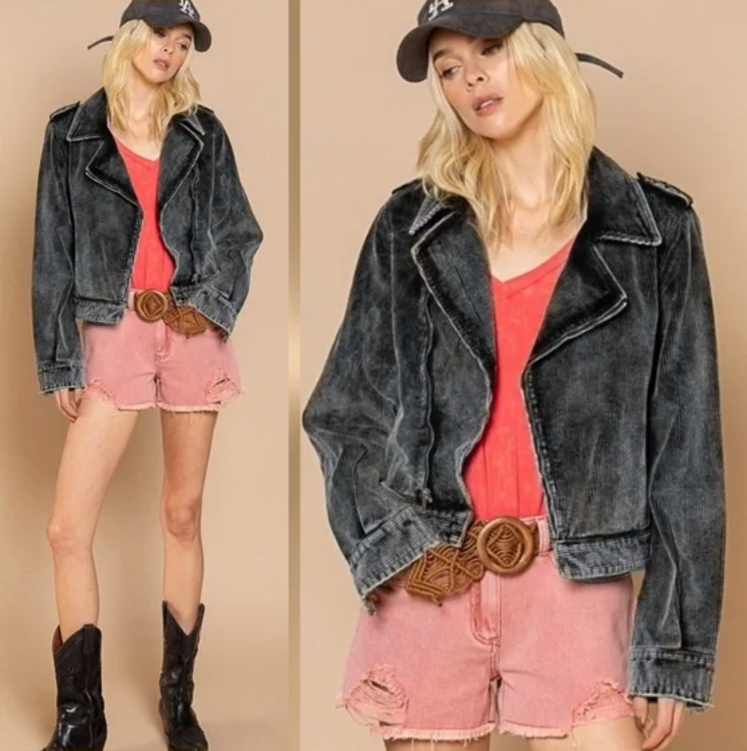 Distressed Corduroy Rider Jacket (Color Options)