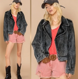 Distressed Corduroy Rider Jacket (Color Options)
