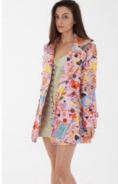 Fiorucci Pink Graphic POP ART Trench Coat 2000
