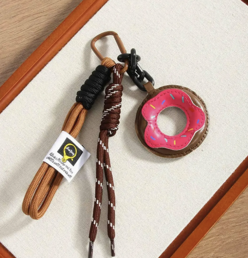 Hot Pink Icing and Sprinkles Donut Purse Charm Key Chain