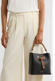 Black ELIANNA Leather Nanette Lepore Bucket Bag/Crossbody