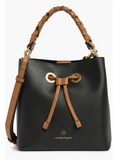Black ELIANNA Leather Nanette Lepore Bucket Bag/Crossbody