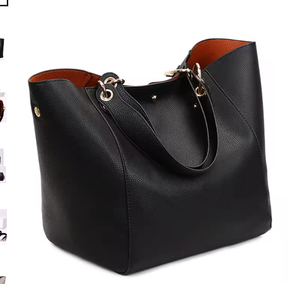 Leather Cognac Leather Tote 2 pieces