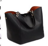 Leather Cognac Leather Tote 2 pieces