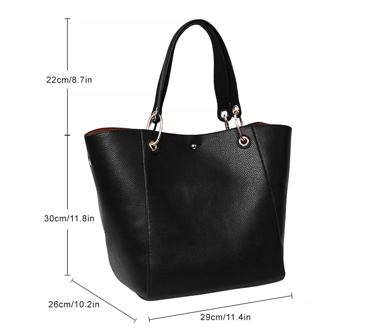 Leather Cognac Leather Tote 2 pieces