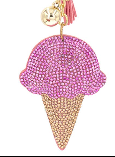 PINK SCOOP ICE CREAM CONE KEYCHAIN