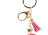 PINK  Beaded Breast CANCER RIBBON WITH TASSEL Purse Charm Key Chain
