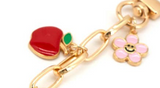 TEACHER PENCIL RAINBOW APPLE BAG CHAIN PURSE CHARM KEYCHAIN