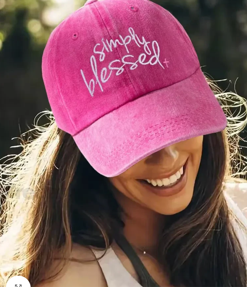 Distressed "Simply Blessed" Baseball Cap (Color Options)