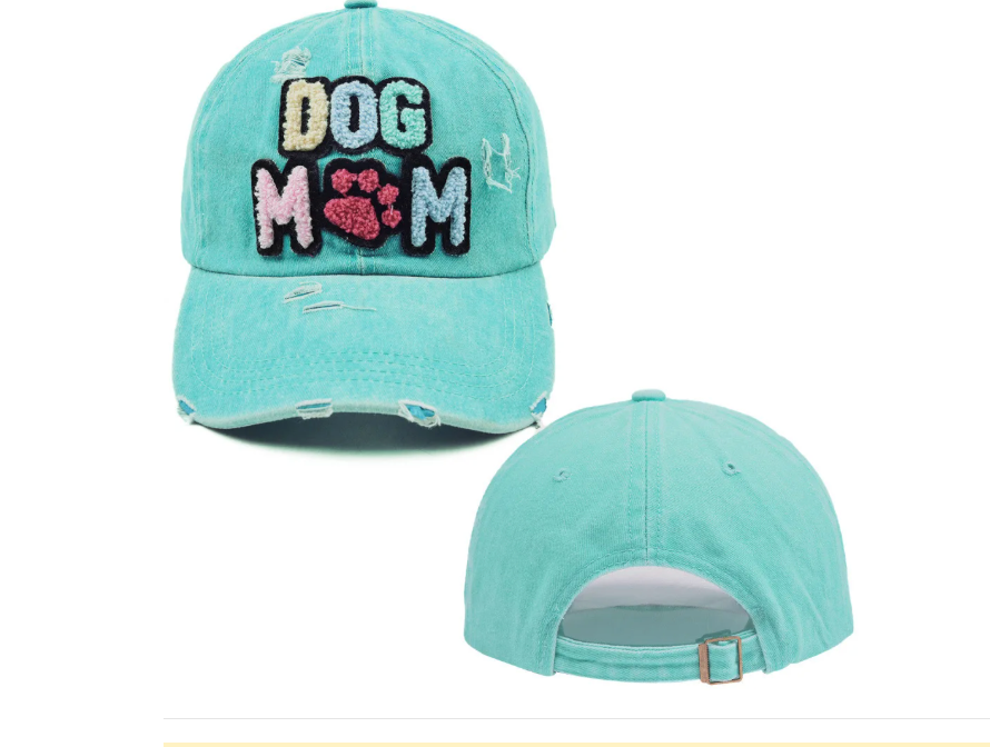 Distressed "DOG MOM" Baseball Cap (Color Options)