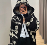 Cable Knit Black Sweater Hoodie