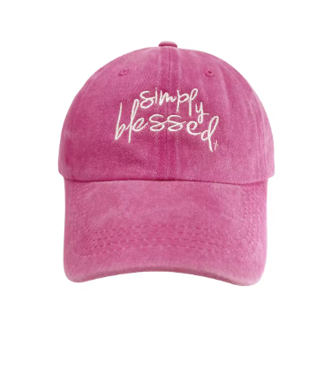 Distressed "Simply Blessed" Baseball Cap (Color Options)