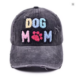 Distressed "DOG MOM" Baseball Cap (Color Options)