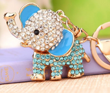 Aqua Rhinestone Elephant Purse Charm Key Chain (Color Options)