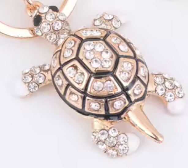 OCEAN SIDE SEA TURTLE RHINESTONE PURSE CHARM Key Chain