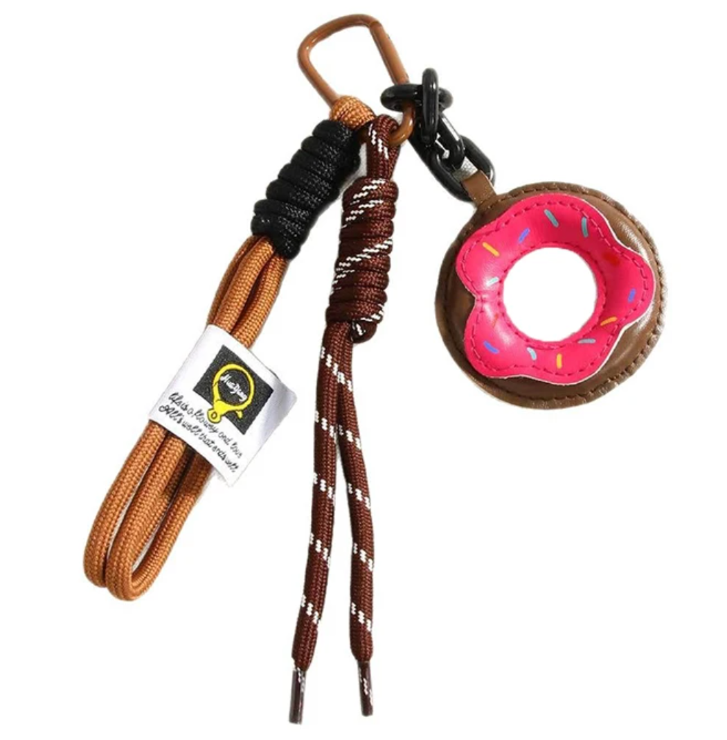 Hot Pink Icing and Sprinkles Donut Purse Charm Key Chain