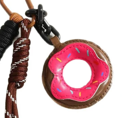 Hot Pink Icing and Sprinkles Donut Purse Charm Key Chain