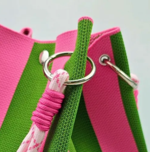 Emerald Pink KNITTED BEACH TRAVEL WEEKEND TOTE