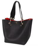 Leather Black Tote  2 Piece
