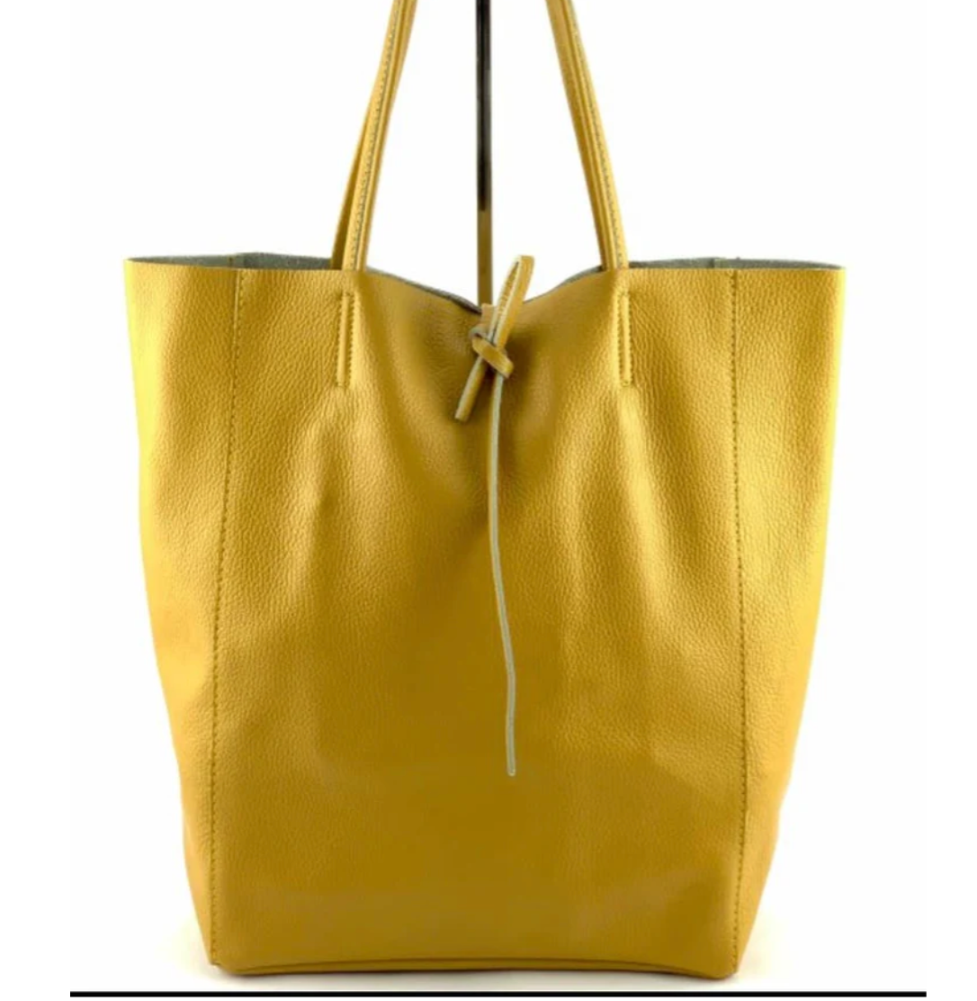 Mustard Leather Tote MADE IN  ITALY DROPS AUG 23