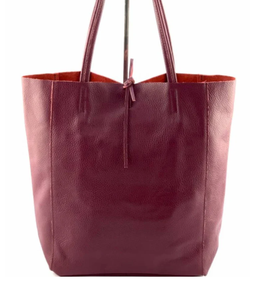 Wine Leather Tote Bag Made in ITALY DROPS AUG 23