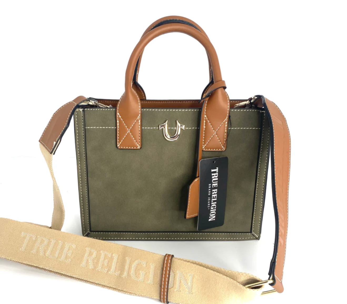 TRUE RELIGION Modern Edge Suede Mini Tote