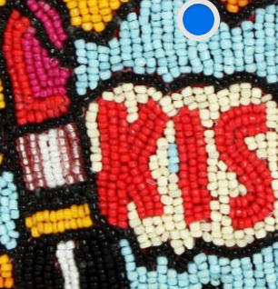 KISS !!  Lipstick Beaded Mini Pouch Cosmetic Bag