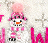 LET IT SNOW SNOWMAN BEADED ZIPPER COIN PURSE BAG