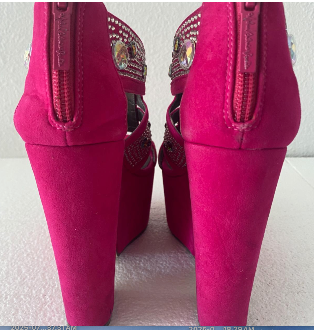 Rasberry Suede Jewled Platforms Retro 70s
