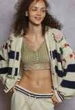 Striped Pattern 3D Embroidered Hoodie Zip-Up Knit Sweater by POL