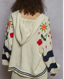 Striped Pattern 3D Embroidered Hoodie Zip-Up Knit Sweater by POL