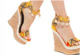 RETRO CORK HEEL PLATFORMS ECHO BOHEMIAN  WEDGES