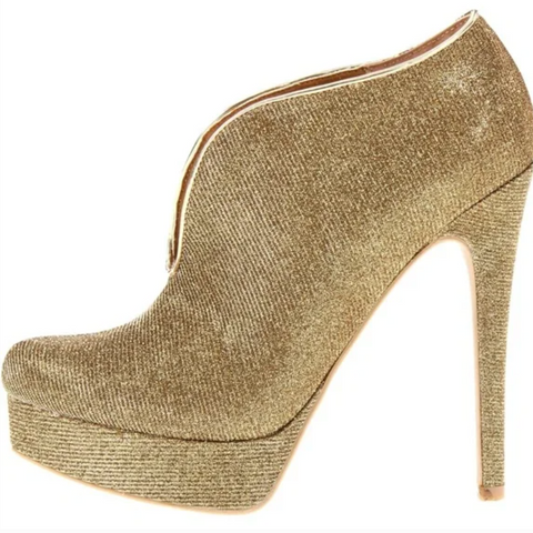 Chinese Laundry Women's Lickety Split Gold Sparkle Heeled Booties 2000