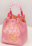 PINK KNIT LOVE BUCKET BAG