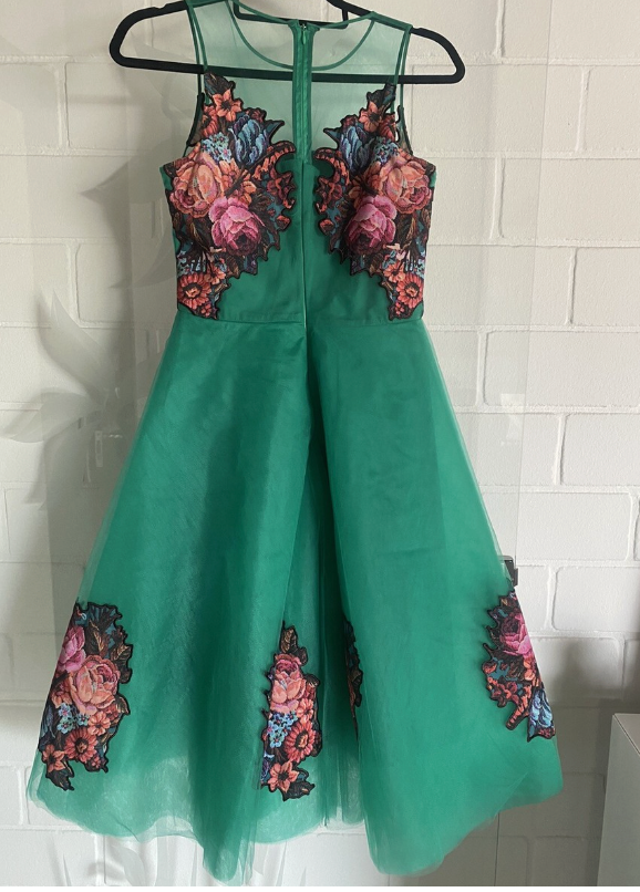 VINTAGE RETRO COCKTAIL FLORAL EMBROIDERED DRESS by SACHIN & BABI 2000