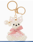PEARLIZED BUNNY  PURSE CHARM KEY CHAIN