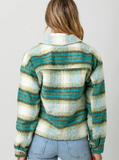 Dark Turquoise Green Tea Plaid Cropped Shacket DROPS Sept 28th
