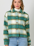 Dark Turquoise Green Tea Plaid Cropped Shacket DROPS Sept 28th