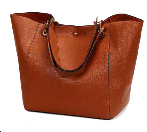 Leather Cognac Leather Tote 2 pieces