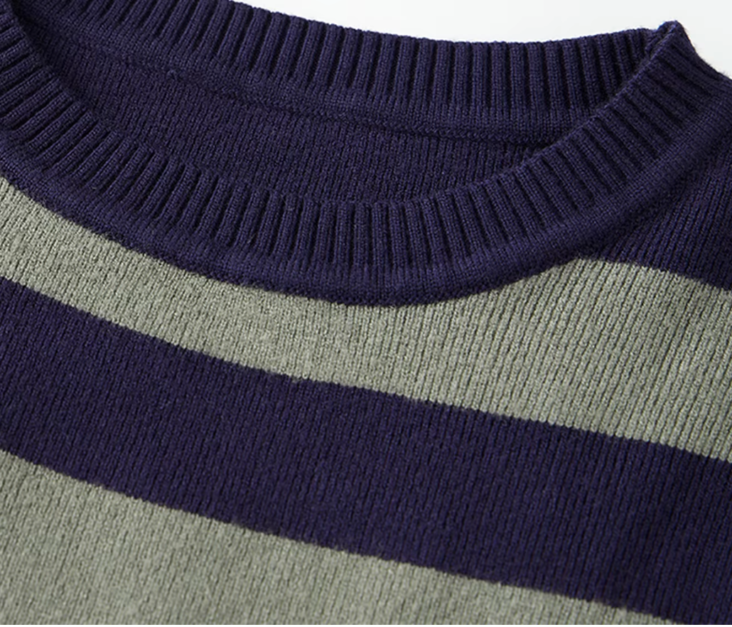 RETRO KNIT STRIP GRAPHIC POOR BOY SWEATER (Color Options)