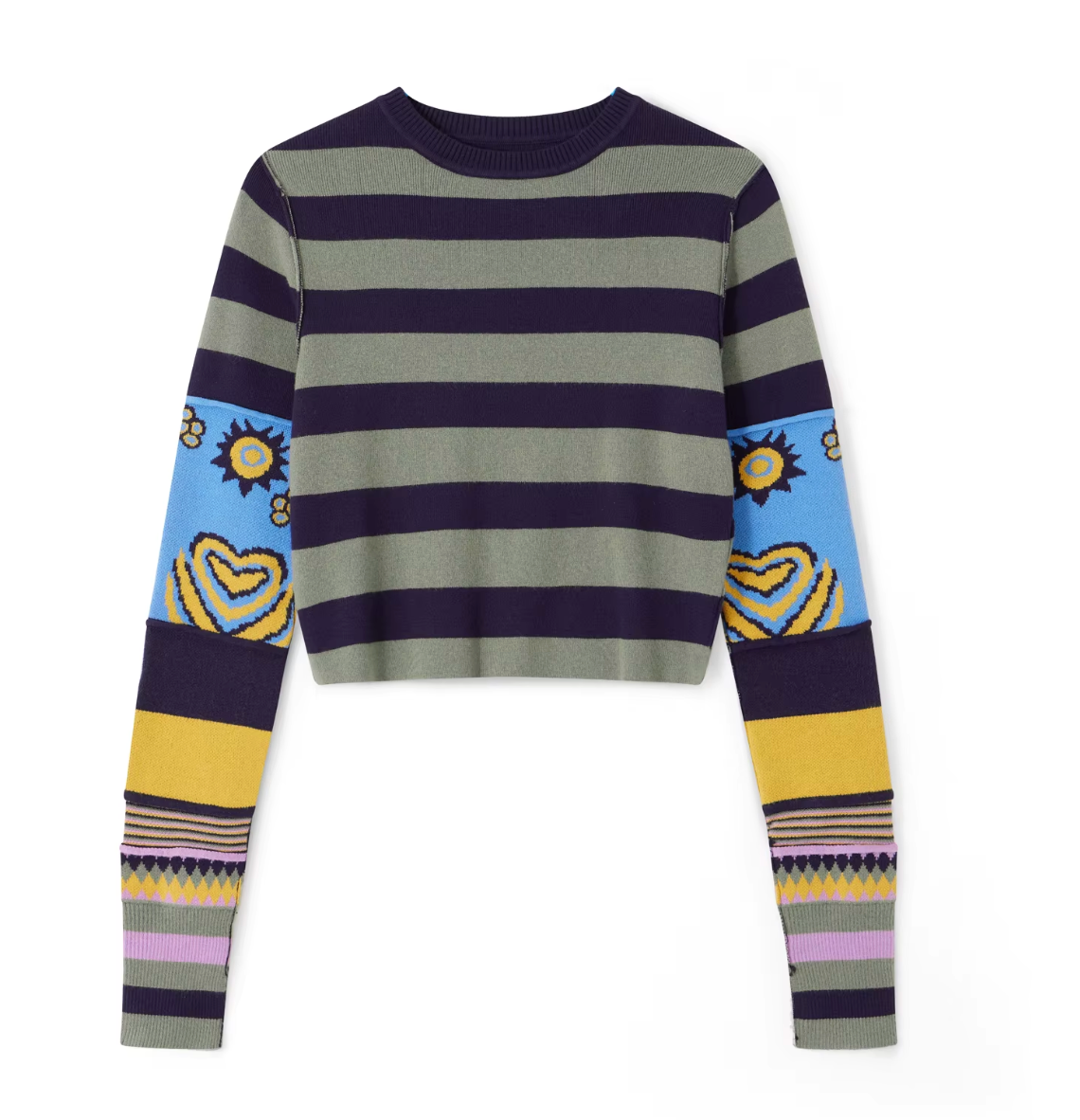 RETRO KNIT STRIP GRAPHIC POOR BOY SWEATER (Color Options)