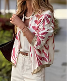 SPRING LOOSE FIT RASPBERRY PLANT GRAPHIC BOMBER JACKET DROPS MARCH 18